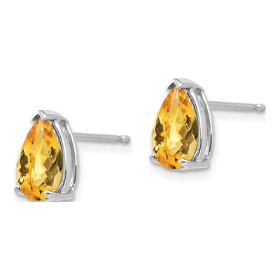 14K White Gold Citrine Pear Stud Earrings – view 2