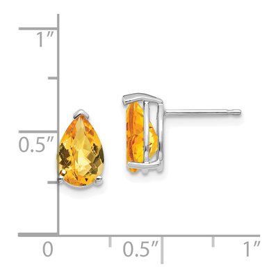14K White Gold Citrine Pear Stud Earrings – view 4