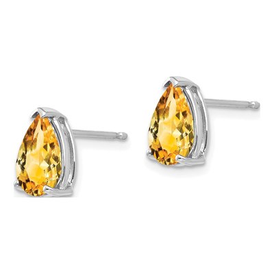 14K White Gold Citrine Pear Stud Earrings – view 3