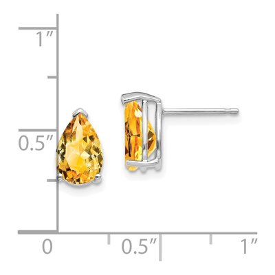 14K White Gold Citrine Pear Stud Earrings – view 5
