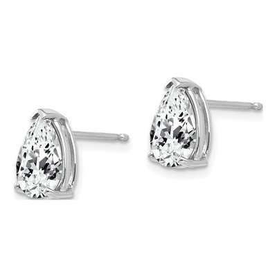 14K White Gold CZ Pear Stud Earrings – view 2