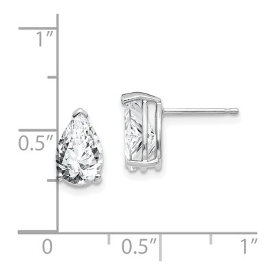 14K White Gold CZ Pear Stud Earrings – view 4