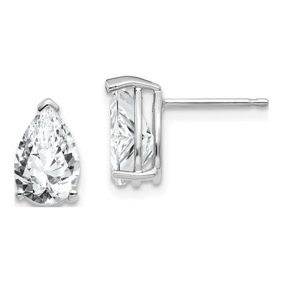 14K White Gold CZ Pear Stud Earrings