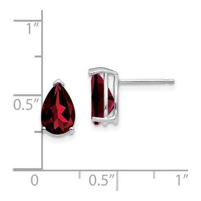 14K White Gold Garnet Pear Stud Earrings – view 4