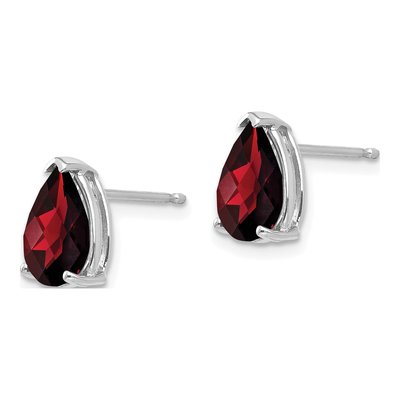 14K White Gold Garnet Pear Stud Earrings – view 2