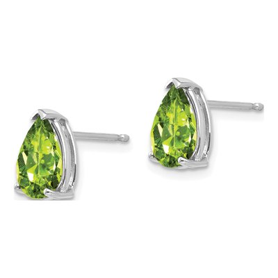 14K White Gold Peridot Pear Stud Earrings – view 2