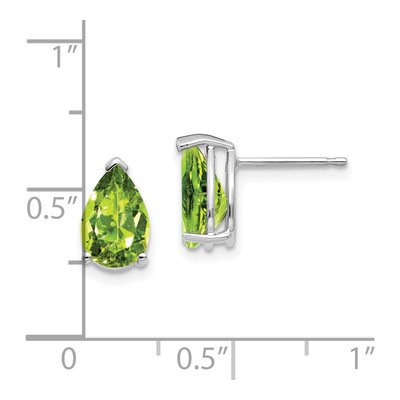 14K White Gold Peridot Pear Stud Earrings – view 4