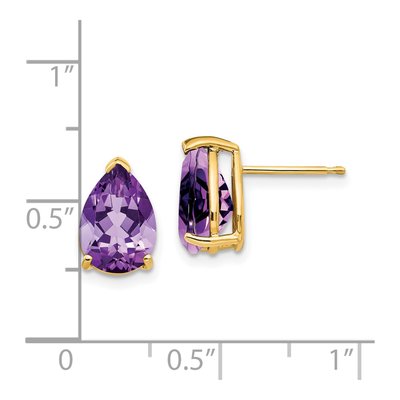 14K Yellow Gold Amethyst Pear Stud Earrings – view 5