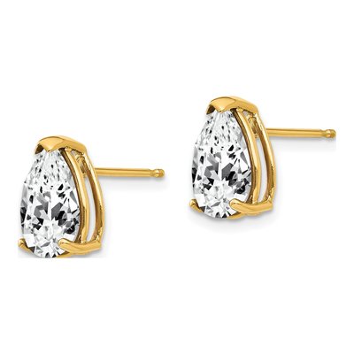 14K Yellow Gold CZ Pear Stud Earrings – view 2