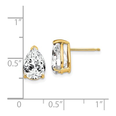 14K Yellow Gold CZ Pear Stud Earrings – view 4