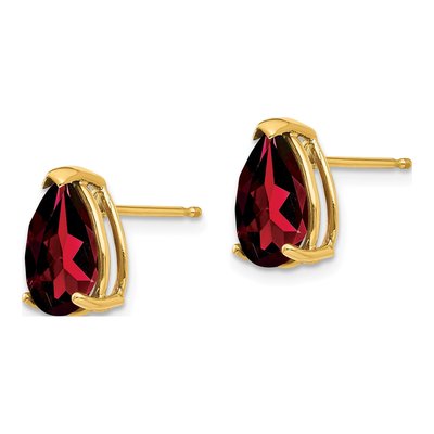 14K Yellow Gold Garnet Pear Stud Earrings – view 2