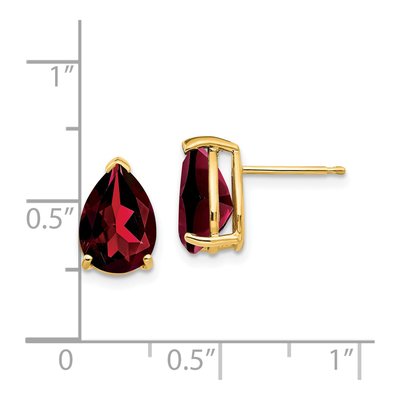14K Yellow Gold Garnet Pear Stud Earrings – view 4