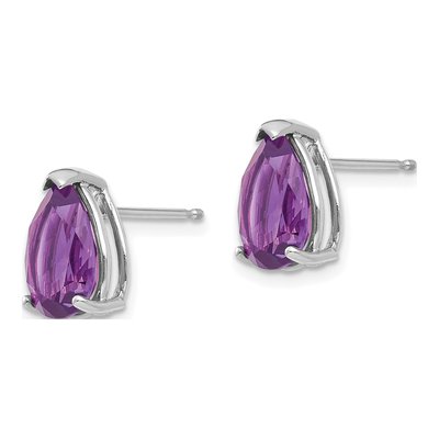 14K White Gold Amethyst Pear Stud Earrings – view 2