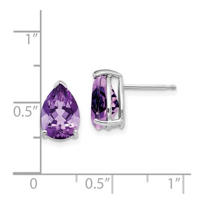 14K White Gold Amethyst Pear Stud Earrings – view 4