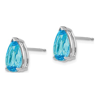 14K White Gold Swiss Blue Topaz Pear Stud Earrings – view 2