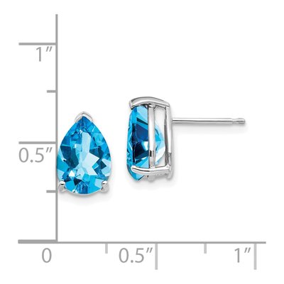 14K White Gold Swiss Blue Topaz Pear Stud Earrings – view 4
