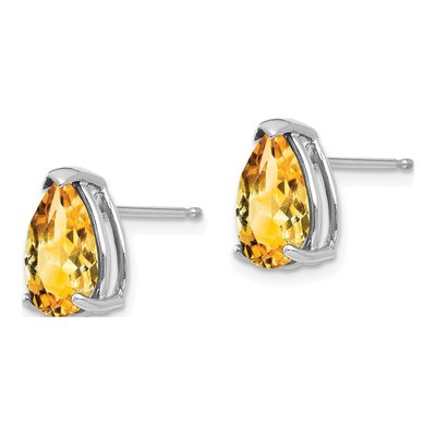 14K White Gold Citrine Pear Stud Earrings – view 2