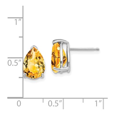 14K White Gold Citrine Pear Stud Earrings – view 4