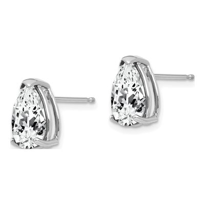 14K White Gold CZ Pear Stud Earrings – view 2