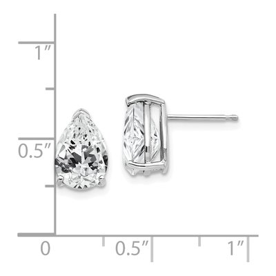 14K White Gold CZ Pear Stud Earrings – view 4