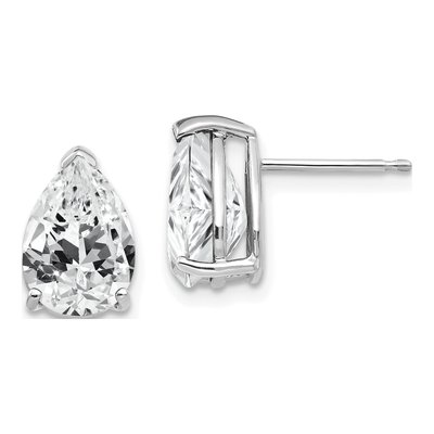 14K White Gold CZ Pear Stud Earrings