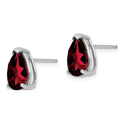 14K White Gold Garnet Pear Stud Earrings – view 2