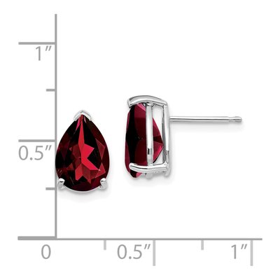 14K White Gold Garnet Pear Stud Earrings – view 4