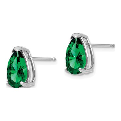 14K White Gold Lab-Created Helenite Pear Mount St Helens Stud Earrings – view 2