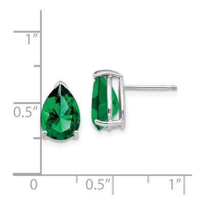14K White Gold Lab-Created Helenite Pear Mount St Helens Stud Earrings – view 4