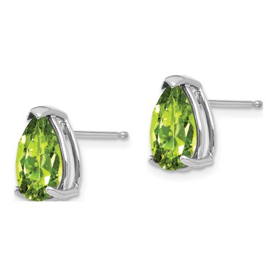 14K White Gold Peridot Pear Stud Earrings – view 2
