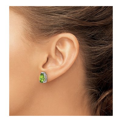 14K White Gold Peridot Pear Stud Earrings – view 3