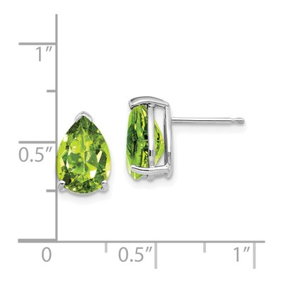 14K White Gold Peridot Pear Stud Earrings – view 4