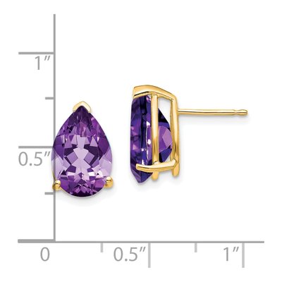 14K Yellow Gold Amethyst Pear Stud Earrings – view 4