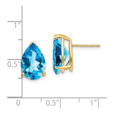 14K Yellow Gold Swiss Blue Topaz Pear Stud Earrings – view 4