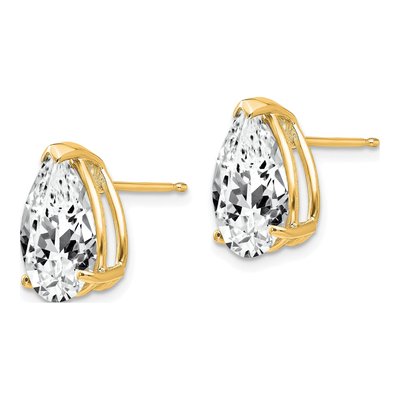14K Yellow Gold CZ Pear Stud Earrings – view 2