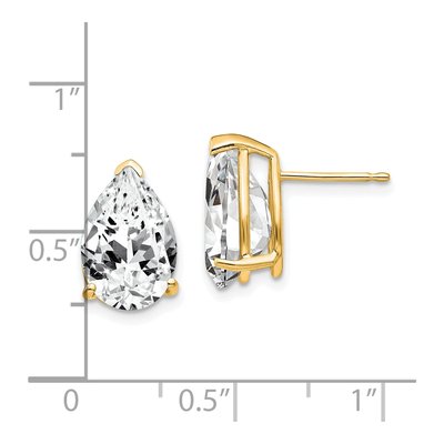14K Yellow Gold CZ Pear Stud Earrings – view 4