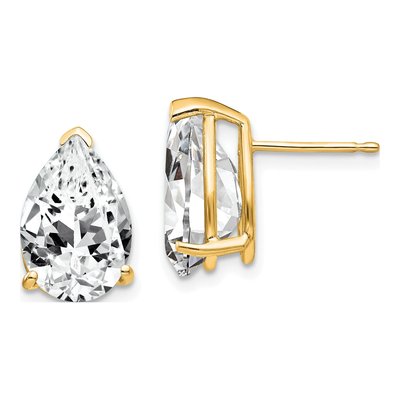14K Yellow Gold CZ Pear Stud Earrings