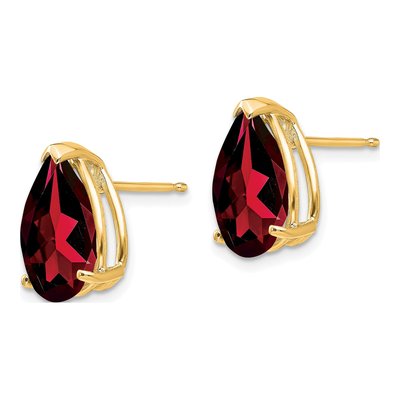 14K Yellow Gold Garnet Pear Stud Earrings – view 2