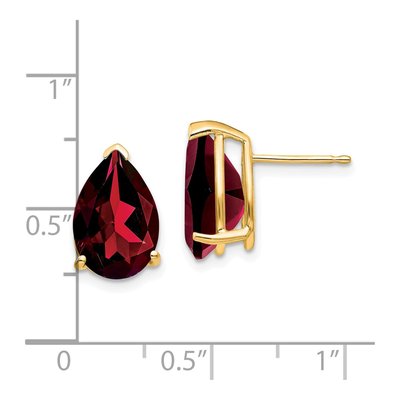 14K Yellow Gold Garnet Pear Stud Earrings – view 4