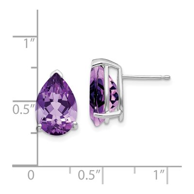 14K White Gold Amethyst Pear Stud Earrings – view 4