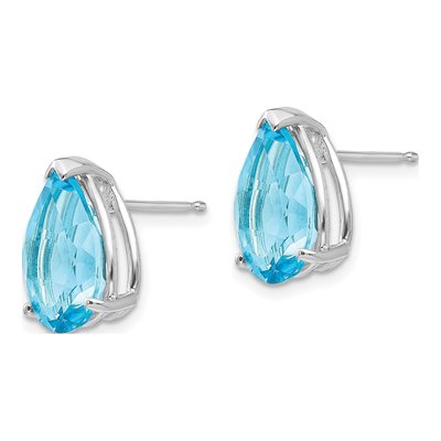 14K White Gold Swiss Blue Topaz Pear Stud Earrings – view 3