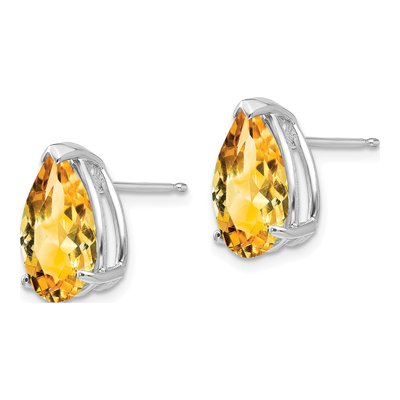 14K White Gold Citrine Pear Stud Earrings – view 2