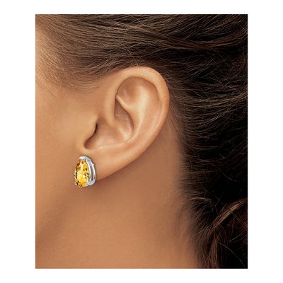 14K White Gold Citrine Pear Stud Earrings – view 3