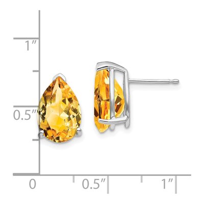 14K White Gold Citrine Pear Stud Earrings – view 4