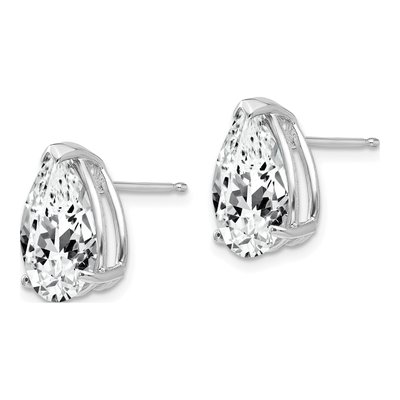 14K White Gold CZ Pear Stud Earrings – view 2