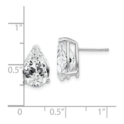 14K White Gold CZ Pear Stud Earrings – view 4