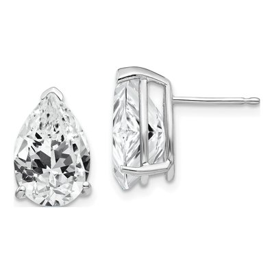 14K White Gold CZ Pear Stud Earrings
