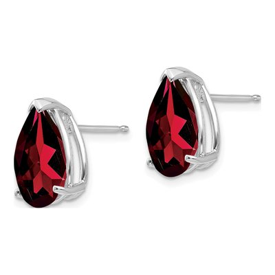 14K White Gold Garnet Pear Stud Earrings – view 2
