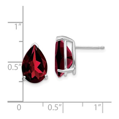 14K White Gold Garnet Pear Stud Earrings – view 4