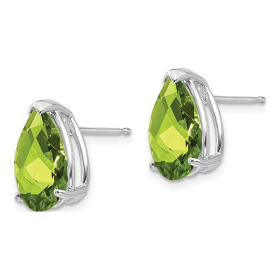 14K White Gold Peridot Pear Stud Earrings – view 2